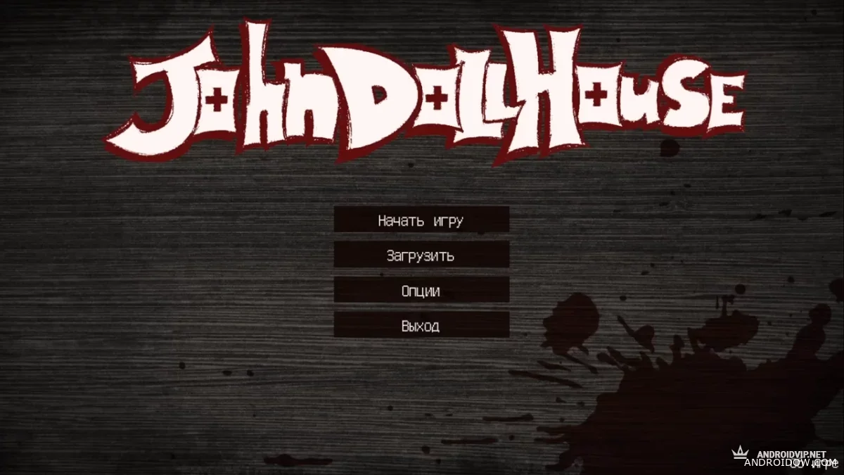 Титульный экран John Dollhouse с меню «Начать игру»